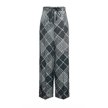 Dyon D25-9213 Plaid Wide-Leg Trousers: Sustainable Fluidity in Ecovero™ Viscose Blend