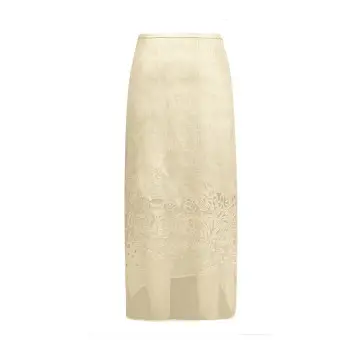 DYON D26-9365 Laser-Cut Midi Skirt: Architectural Elegance in Subtle Transparency