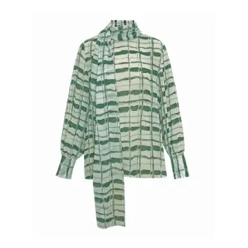 Elevate Your Wardrobe with the Artistic Green Grid Blouse D26-9310