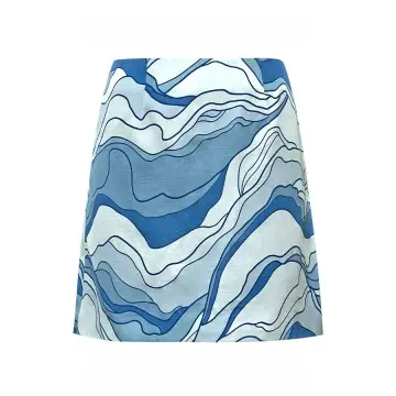DYON D26-9344 Printed Mini Skirt: Fluid Artistry in Textural Harmony